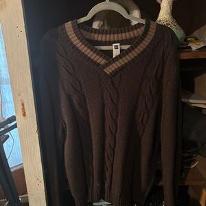 GAP Men's Dark Brown V-Neck Sweater